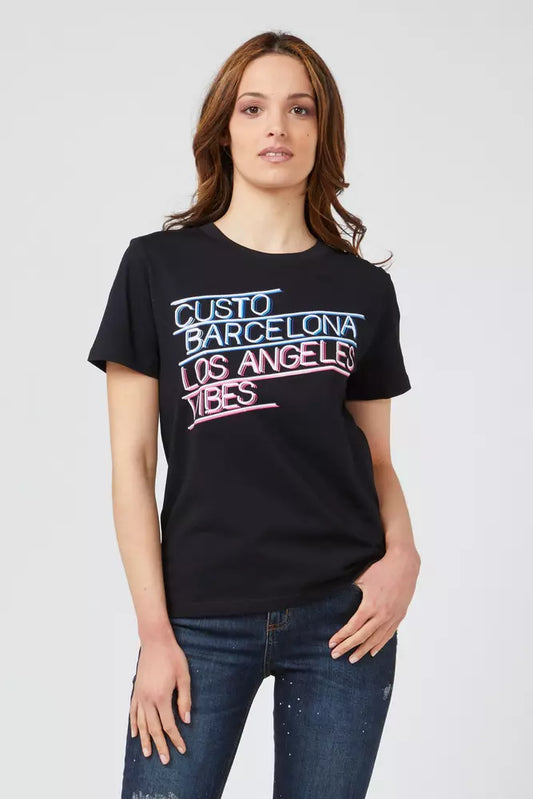 Black Cotton Women T-Shirt