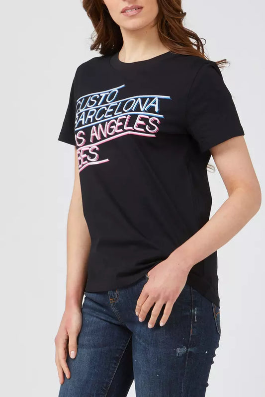 Black Cotton Women T-Shirt