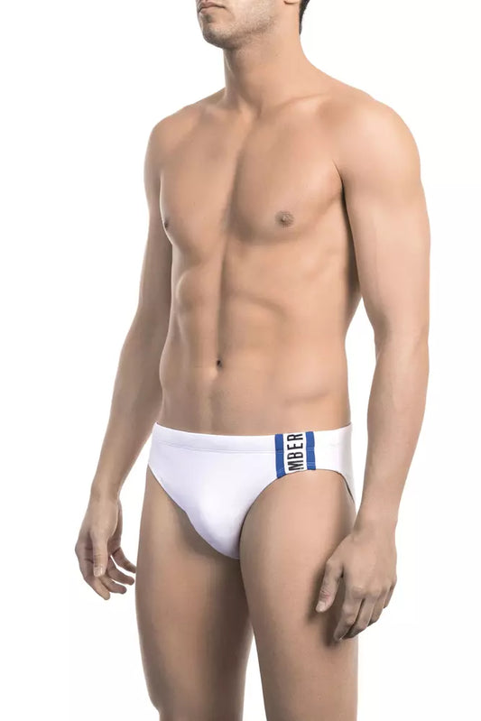 White Polyamide Men's Swimwear