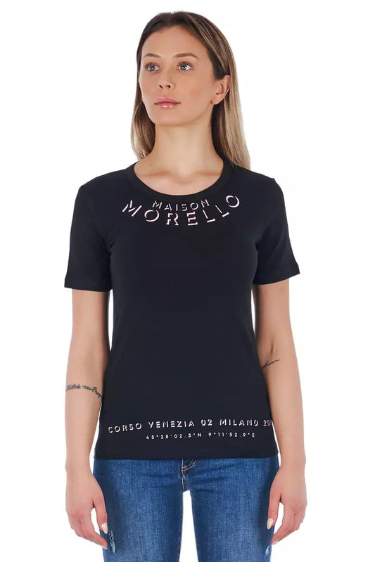 Black Cotton Women T-Shirt
