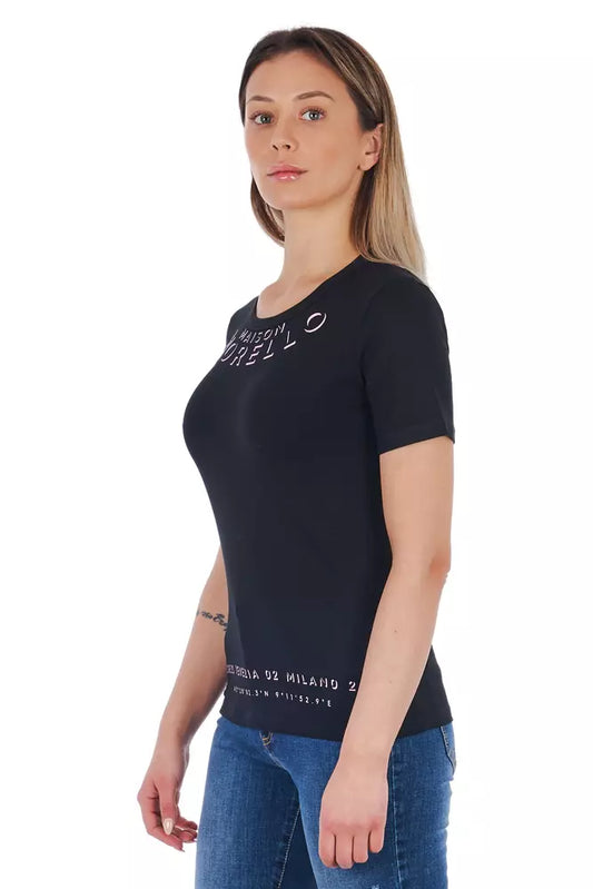Black Cotton Women T-Shirt