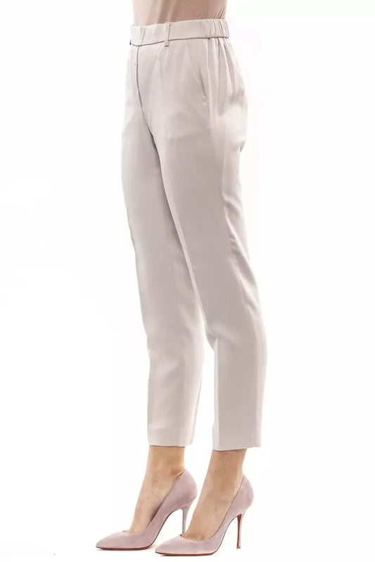 Beige Viscose Women Pant
