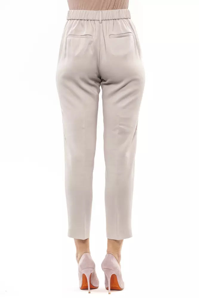 Beige Viscose Women Pant