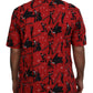 Elegant Red Jazz Pattern Casual Shirt