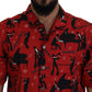 Elegant Red Jazz Pattern Casual Shirt