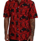 Elegant Red Jazz Pattern Casual Shirt