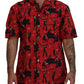 Elegant Red Jazz Pattern Casual Shirt