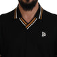 Elegant Black Silk Polo T-Shirt