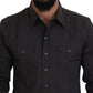 Elegant Gray Sicilia Slim Fit Dress Shirt