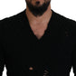 Elegant Black Wool-Blend V-Neck Sweater