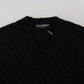 Elegant Black Wool-Blend V-Neck Sweater