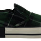 Elegant Velvet Green Loafers Sneakers