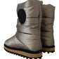 Silver Platino Mid Calf Designer Boots