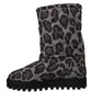 Elegant Gray Leopard Mid Calf Boots
