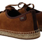 Elegant Brown Leather Casual Sneakers