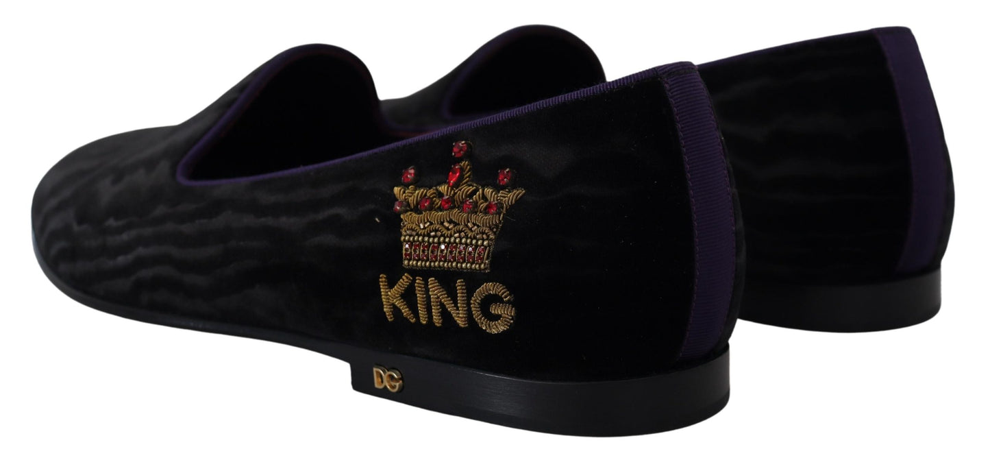 Elegant Velvet Slipper Loafers in Purple