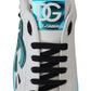 Elegant White and Blue Leather Sneakers
