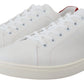 Elegant White and Red Leather Sneakers