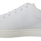 Elegant White and Red Leather Sneakers