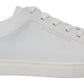 Elegant White and Red Leather Sneakers