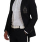 Elegant Embroidered Black Wool Blazer