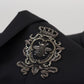 Elegant Embroidered Black Wool Blazer