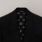 Elegant Embroidered Black Wool Blazer