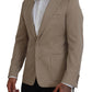 Elegant Beige Single Breasted Blazer