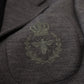 Elegant Gray Wool Blazer with Bee Crown Embroidery