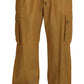 Brown Linen Drawstring Cargo Pants
