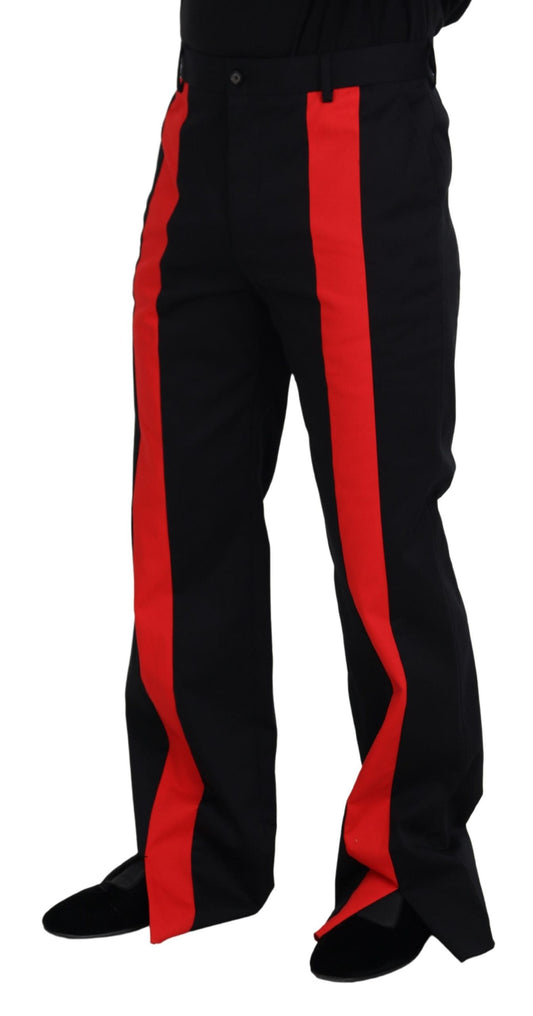 Elegant Black and Red Cotton Blend Trousers