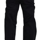 Elegant Black and Red Cotton Blend Trousers