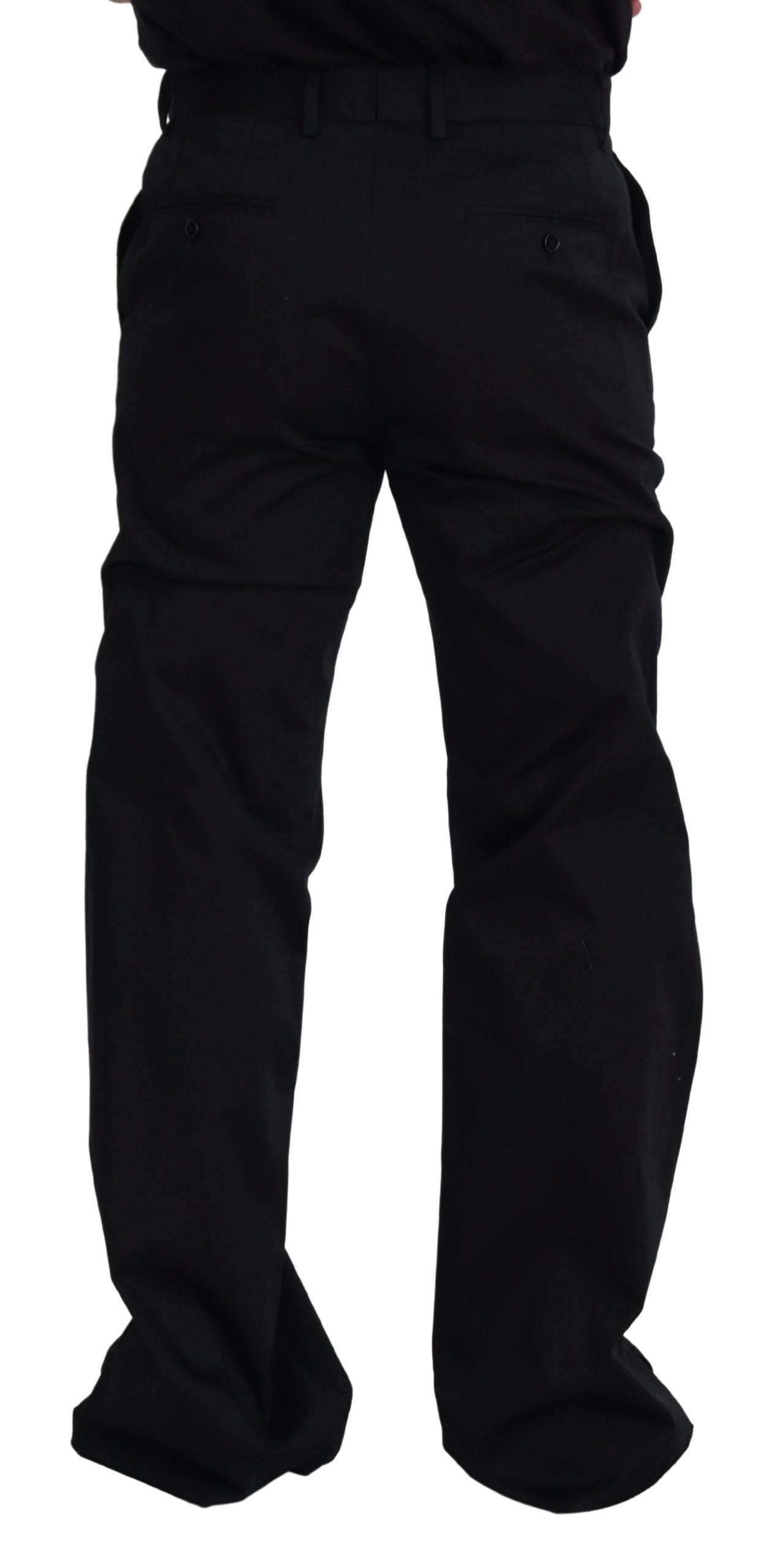 Elegant Black and Red Cotton Blend Trousers