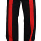 Elegant Black and Red Cotton Blend Trousers