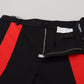 Elegant Black and Red Cotton Blend Trousers