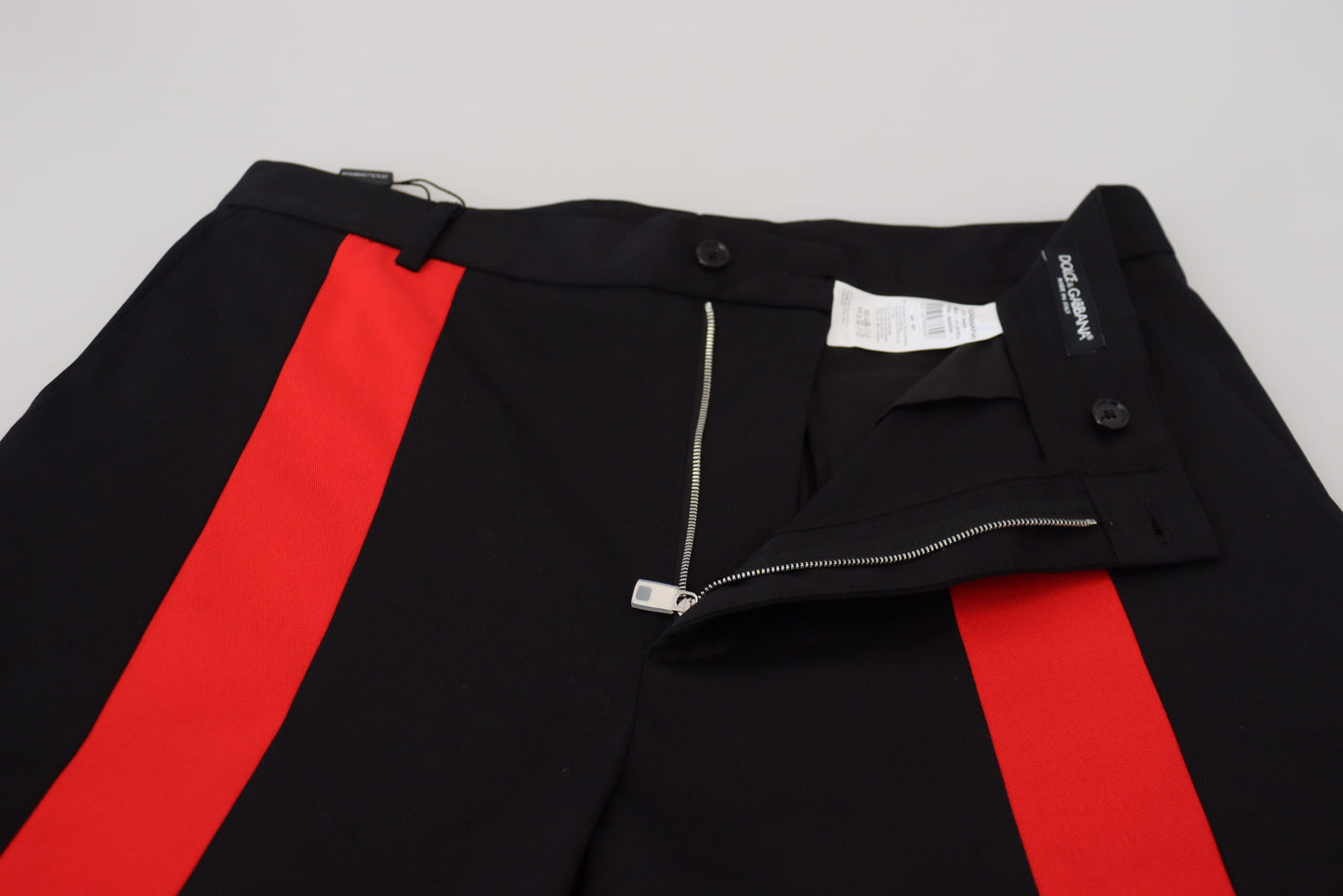 Elegant Black and Red Cotton Blend Trousers