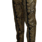 Elegant Jacquard Trousers in Gold Black