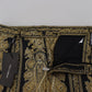 Elegant Jacquard Trousers in Gold Black