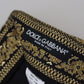 Elegant Jacquard Trousers in Gold Black