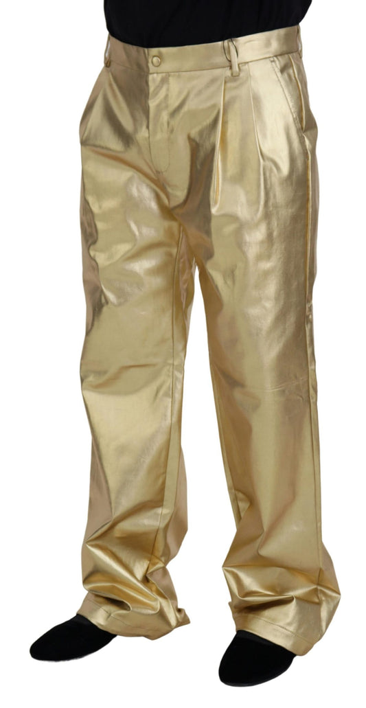 Elegant Gold Cotton Stretch Pants