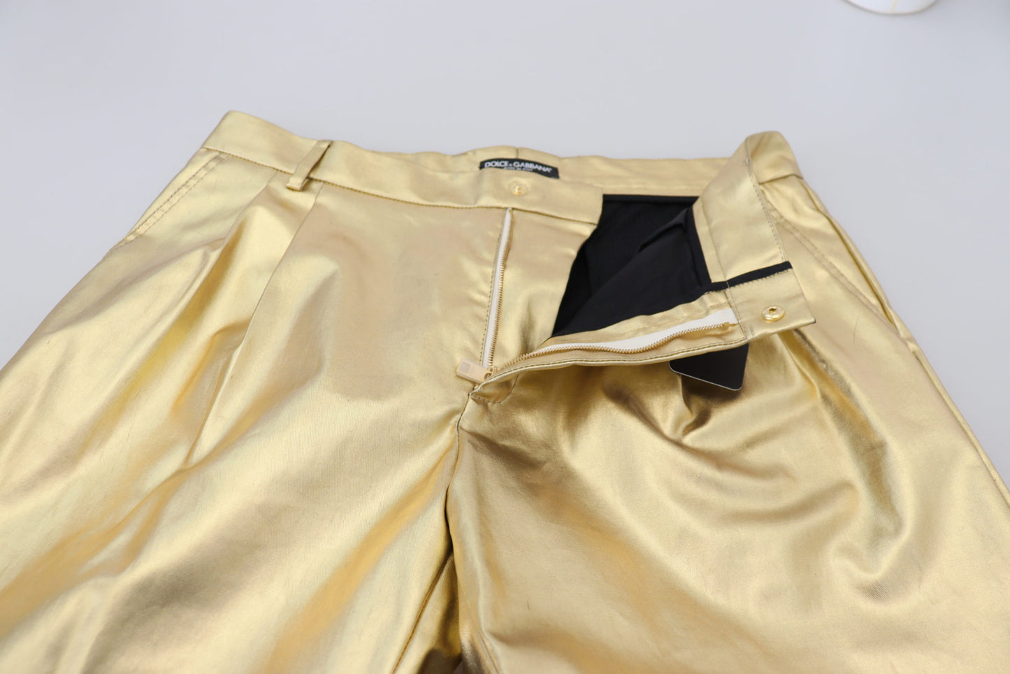 Elegant Gold Cotton Stretch Pants