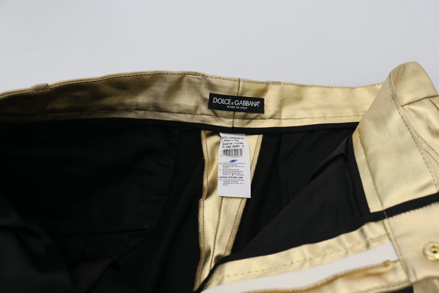 Elegant Gold Cotton Stretch Pants