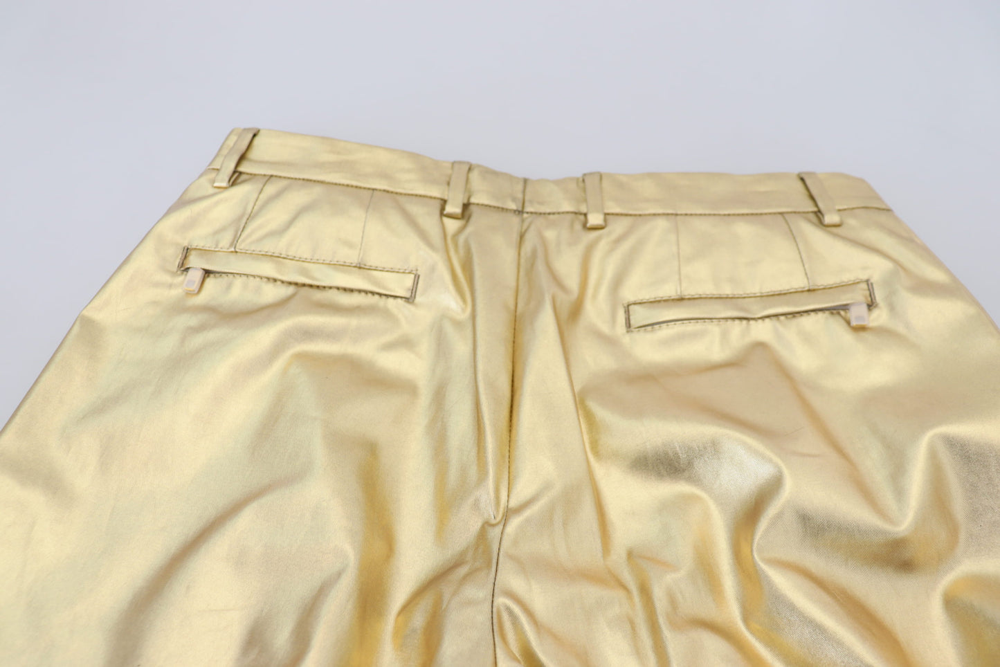 Elegant Gold Cotton Stretch Pants