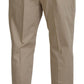 Elegant Brown Cotton Blend Trousers
