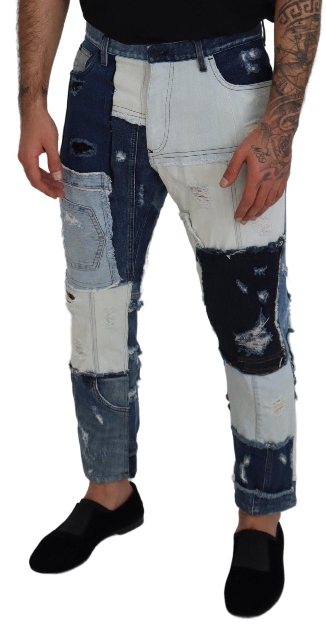 Elegant Patchwork Denim Pants