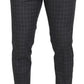Grey Cotton Checkered Chino Pants