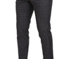 Grey Cotton Checkered Chino Pants