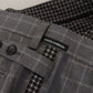 Grey Cotton Checkered Chino Pants