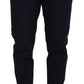 Elegant Blue Cotton Stretch Pants