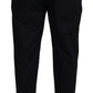 Sleek Black Italian Designer Pants with Side Buckle